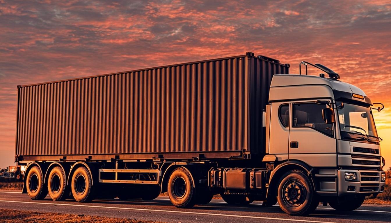 Indian heavy trailer truck transporting cargo on Indian highway